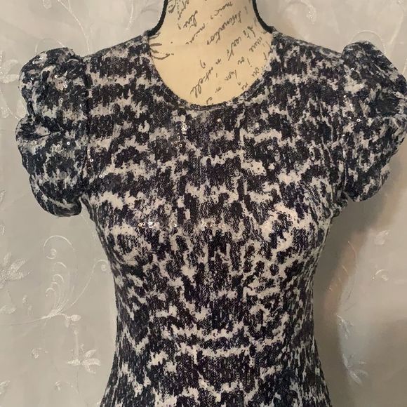 Michael Kors | Dark blue and white sequin dress | XXS - Picture 3 of 7